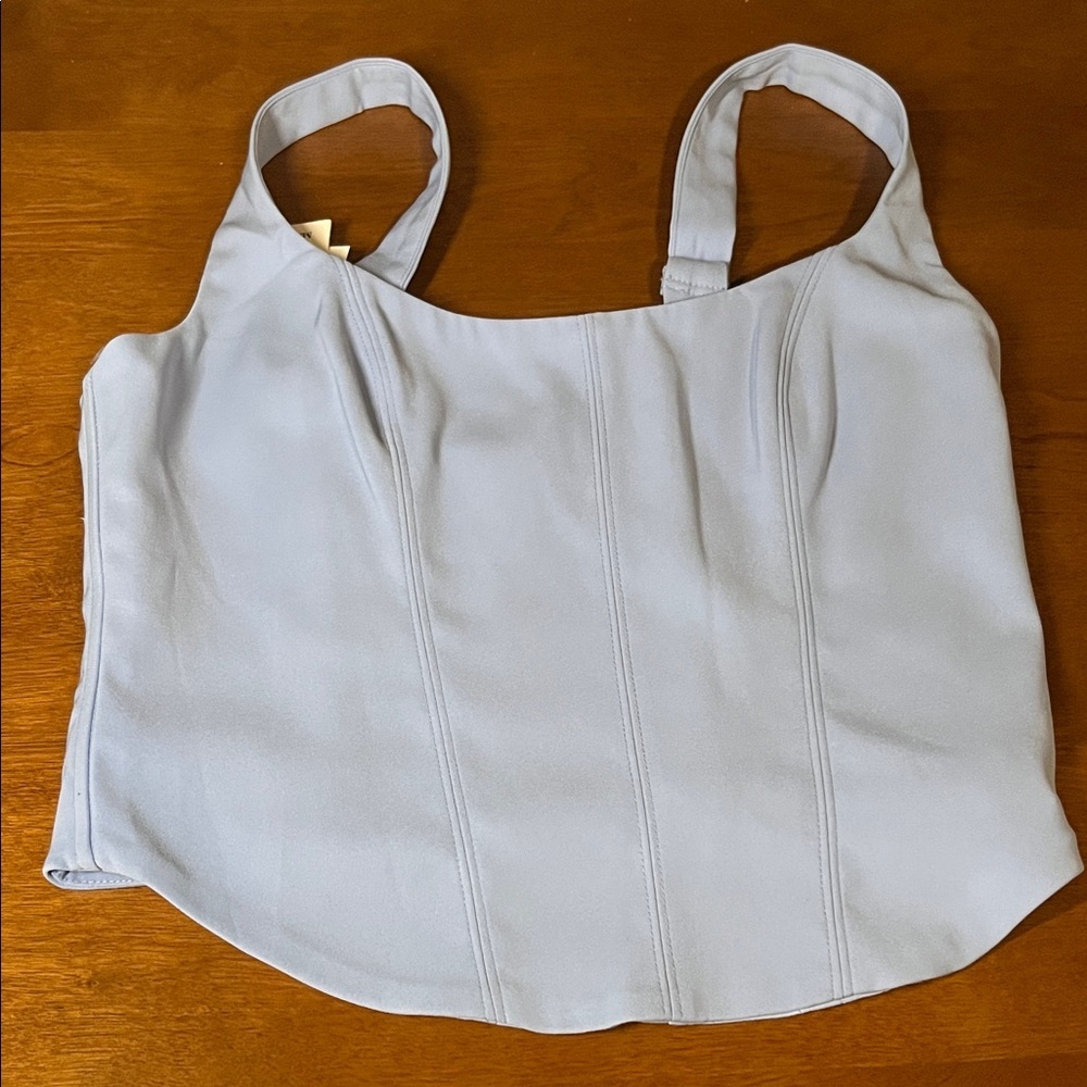 NWT Abercrombie & Fitch Sky Blue Corset Top Cropped Tank Top  Size Small